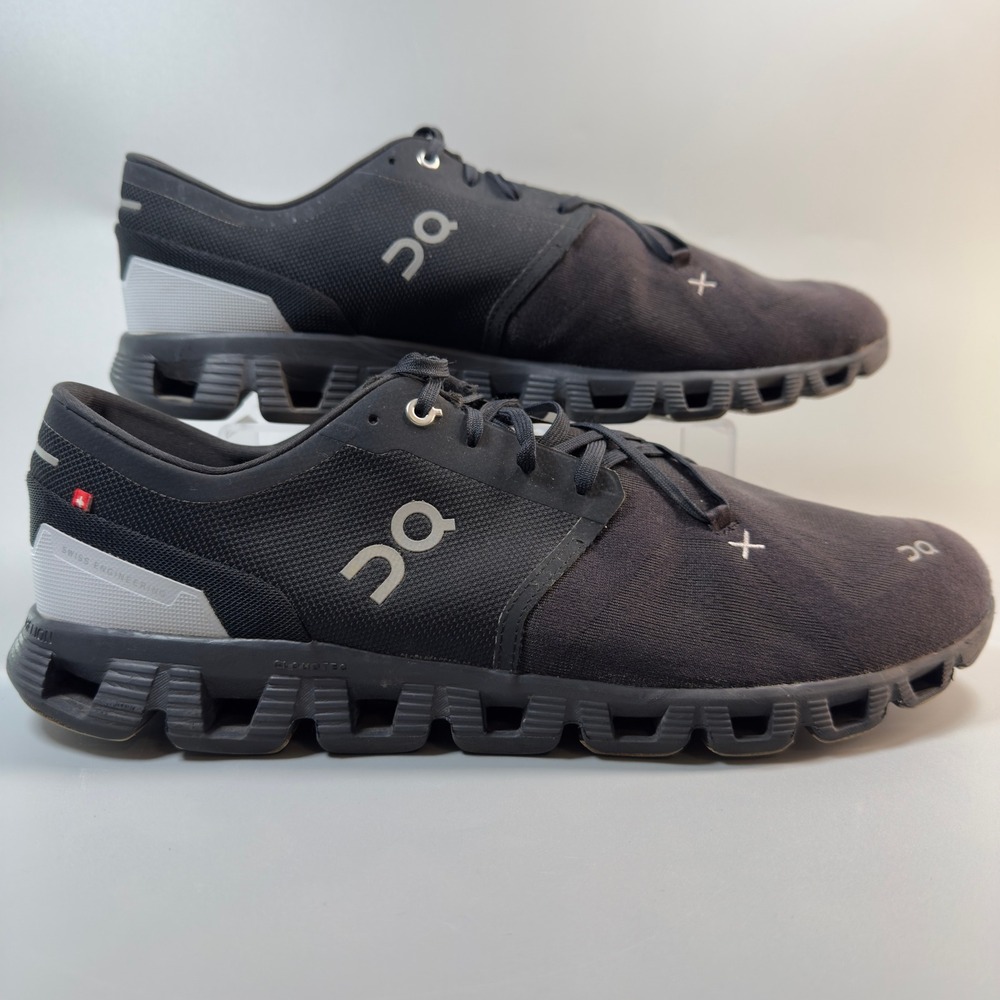On Cloud X3 Mens 14 Road Running Shoes Black Gray White Low Lace Up‎ Trainer OC